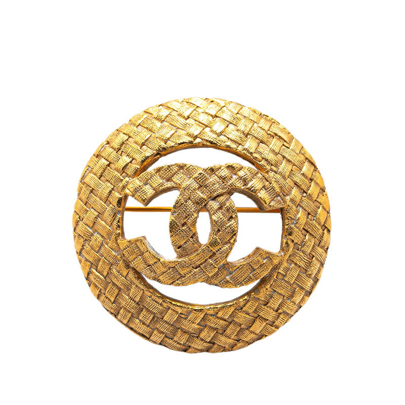 Chanel Vintage Coco Mark Gold Plated Brooch in Very Good Condition