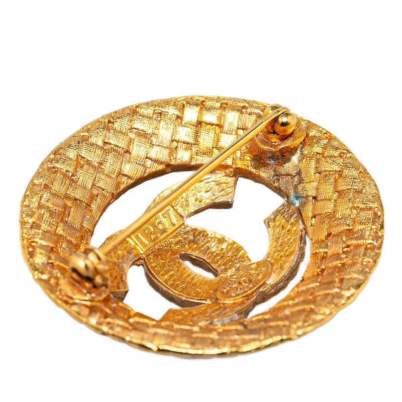 Chanel Vintage Coco Mark Brooch Gold Plated