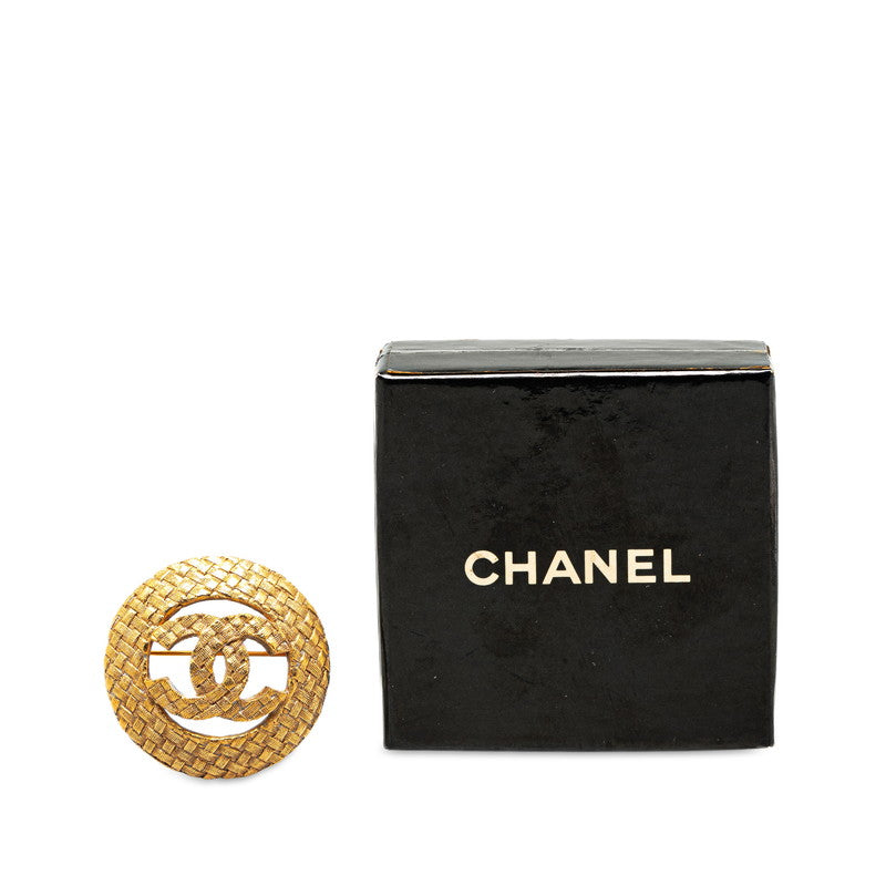 Chanel Vintage Coco Mark Brooch Gold Plated