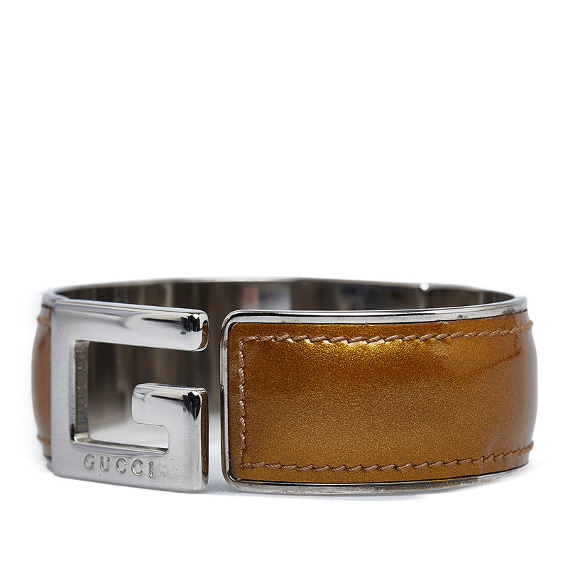 Gucci G Buckle Gold Bangle Patent Leather in Very Good Condition