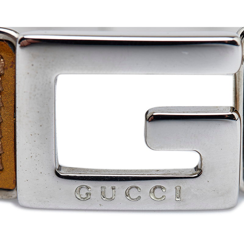 Gucci G Buckle Gold Bangle Patent Leather in Very Good Condition