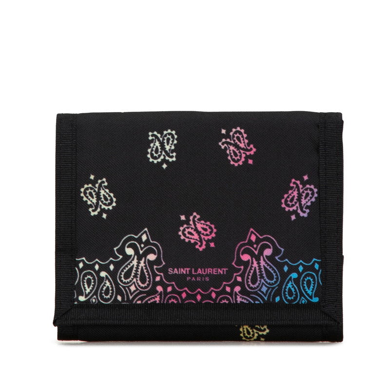 Yves Saint Laurent Nylon Paisley Trifold Wallet