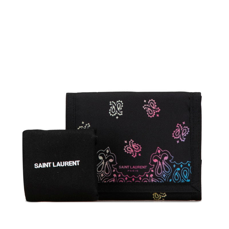 Yves Saint Laurent Nylon Paisley Trifold Wallet