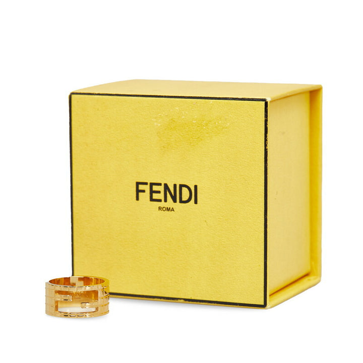 Fendi Wide Band Ring Gold Plated Size 14 in Great Condition