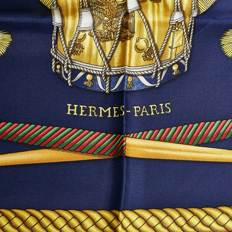 Hermes Silk Scarf Les Tambours Blue Khaki