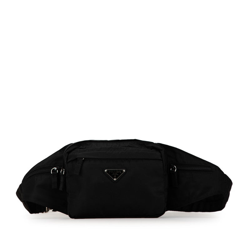 Prada Nylon Triangle Logo Waist Bag Black