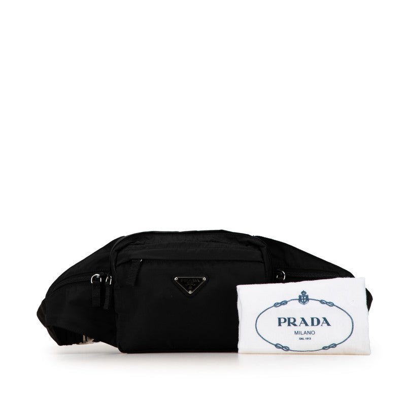 Prada Nylon Triangle Logo Waist Bag Black