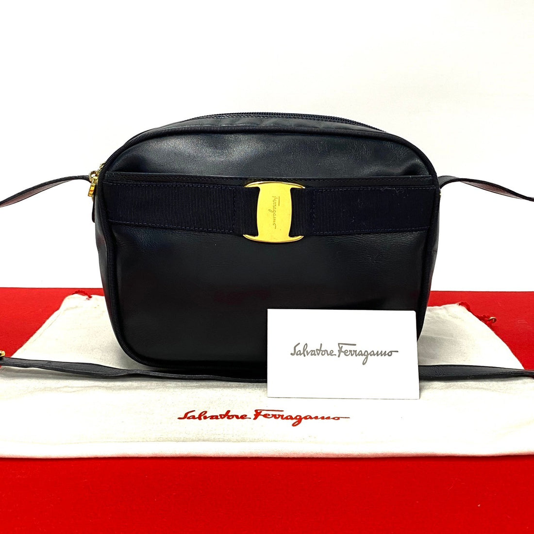 Salvatore Ferragamo Leather Vara Bow Crossbody Bag Leather Crossbody Bag BA-21 4183