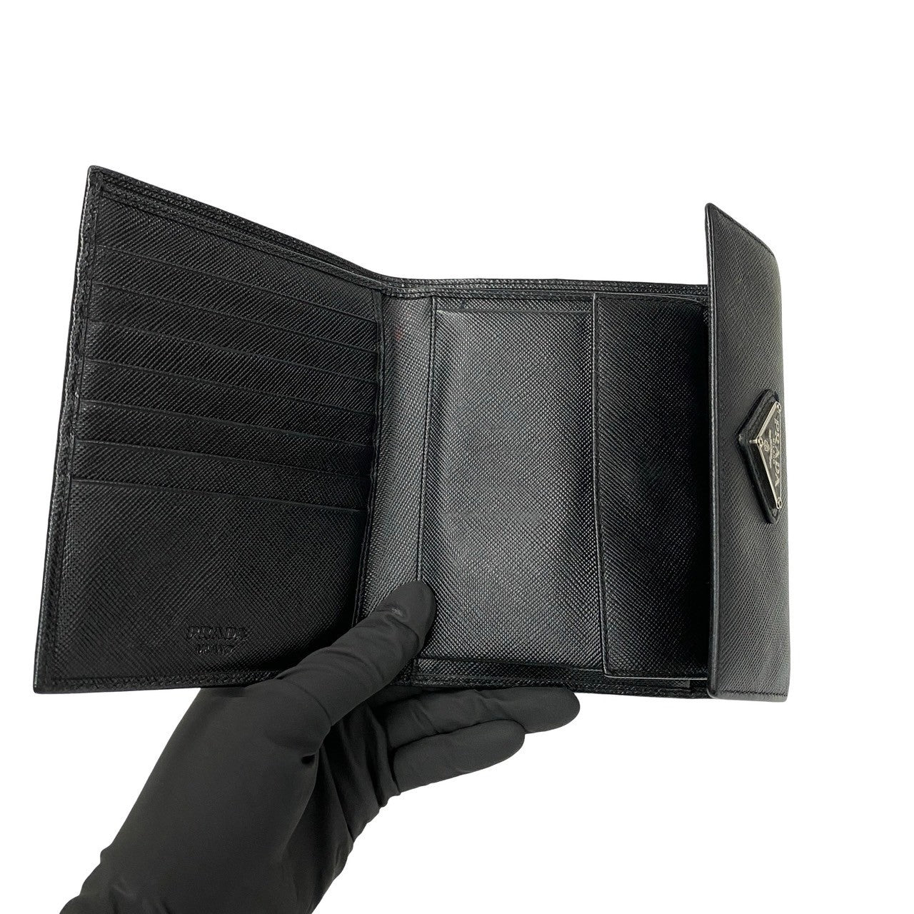 Prada Saffiano Trifold Wallet  Leather Short Wallet in Great Condition