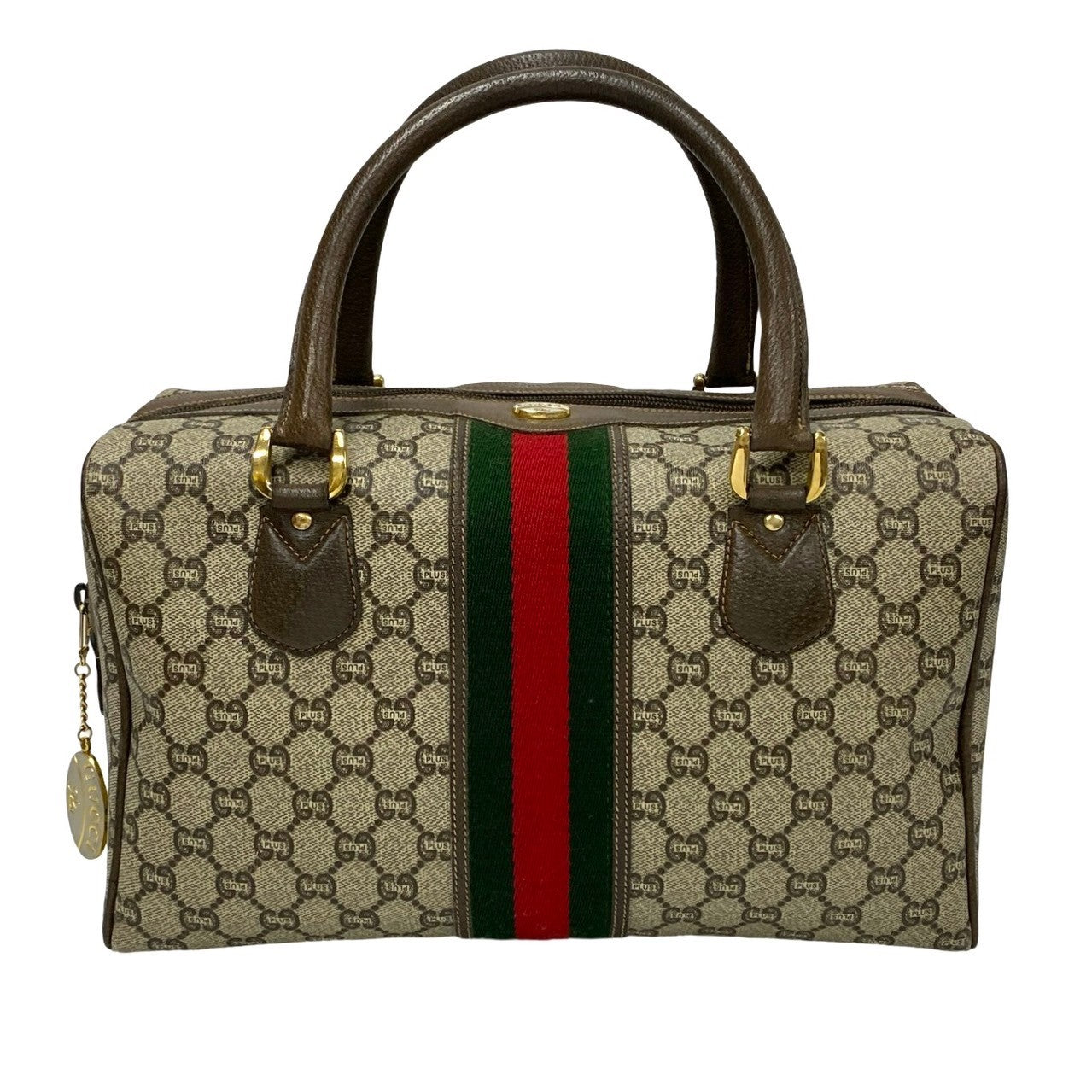 Gucci Vintage Mini Boston Bag Canvas Handbag 07010 in Very Good Condition