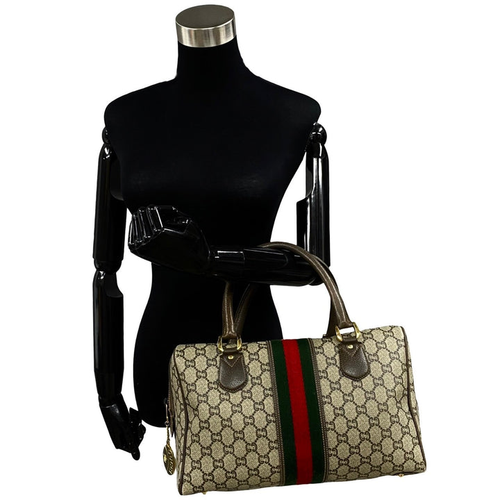 Gucci Vintage Mini Boston Bag Canvas Handbag 07010