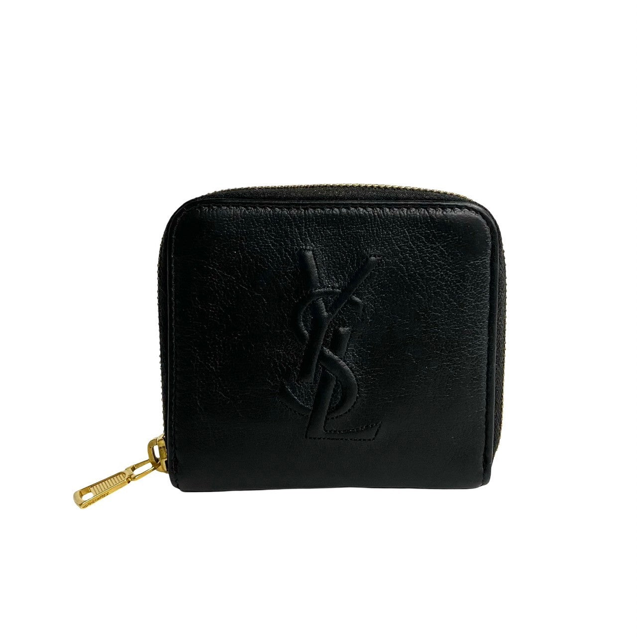 Yves Saint Laurent Leather Mini Zip Wallet Leather Short Wallet in Very Good Condition