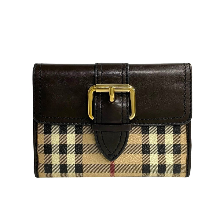 Burberry House Check Canvas & Leather Bifold Wallet Leather Short Wallet in Very Good Condition