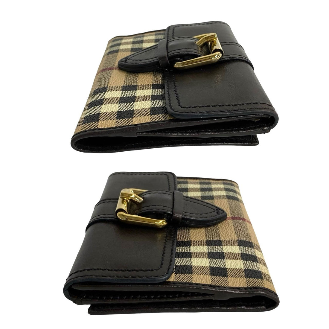 Burberry House Check Canvas & Leather Bifold Wallet Leather Short Wallet in Very Good Condition