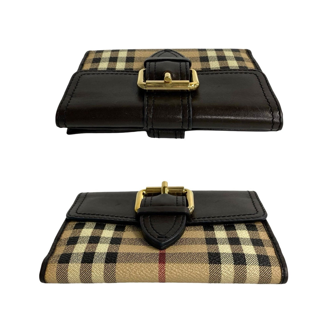 Burberry House Check Canvas & Leather Bifold Wallet Leather Short Wallet in Very Good Condition