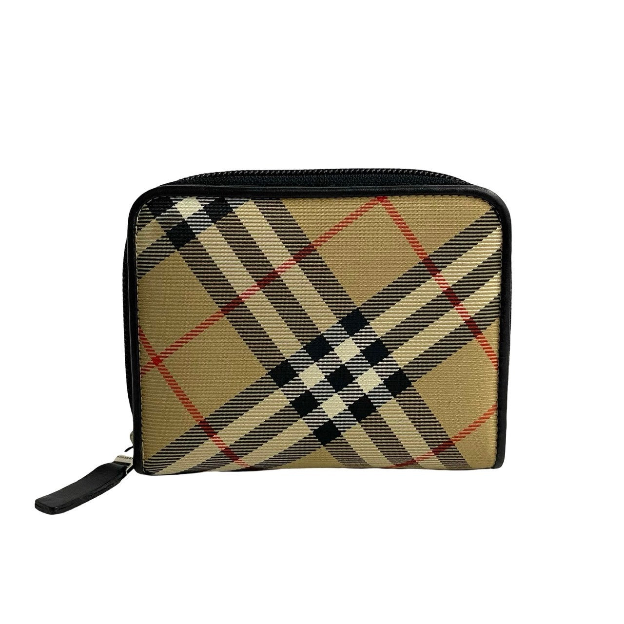 Burberry Nova Check Canvas Zip Wallet Canvas Short Wallet in Very Good Condition