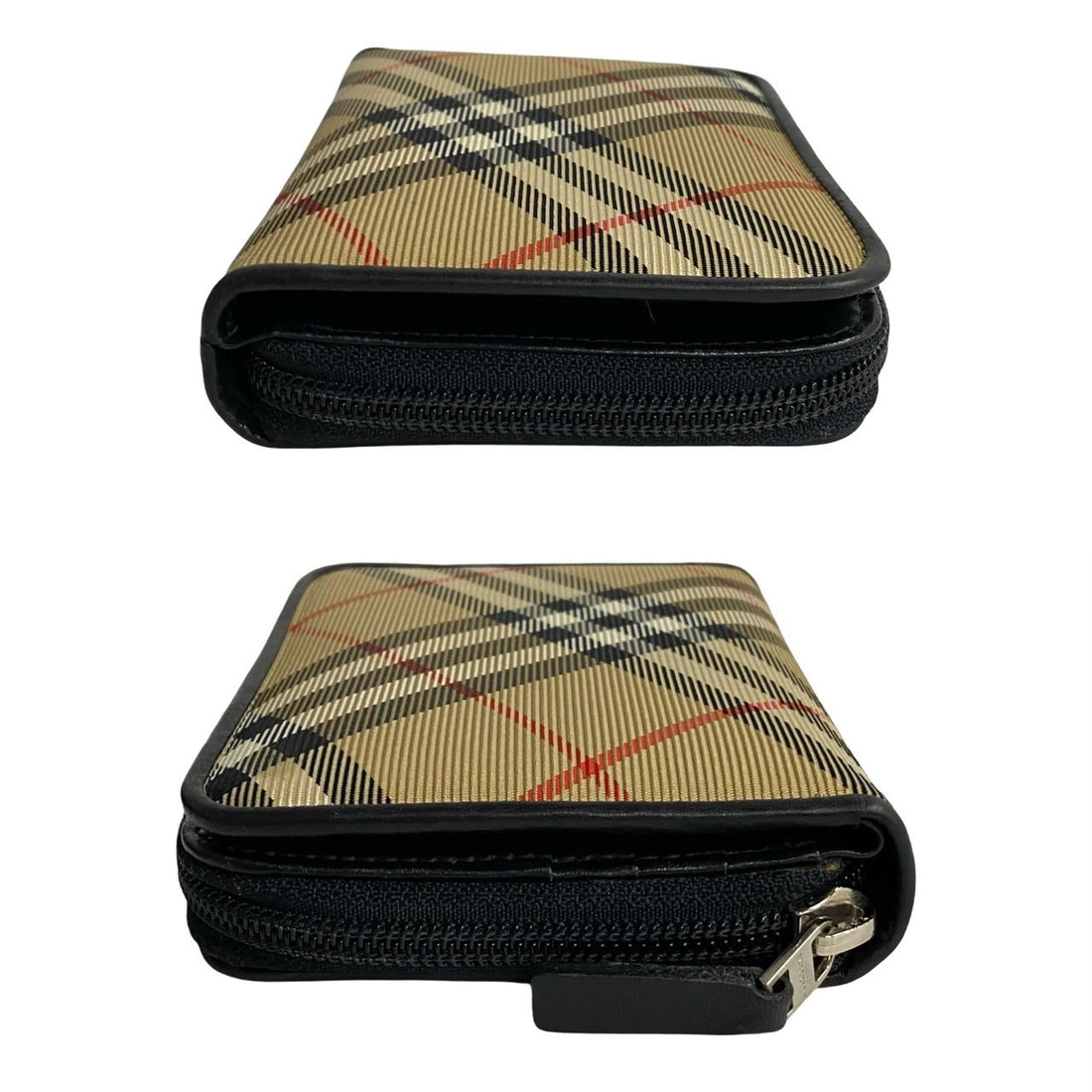 Burberry Nova Check Canvas Zip Wallet Canvas Short Wallet