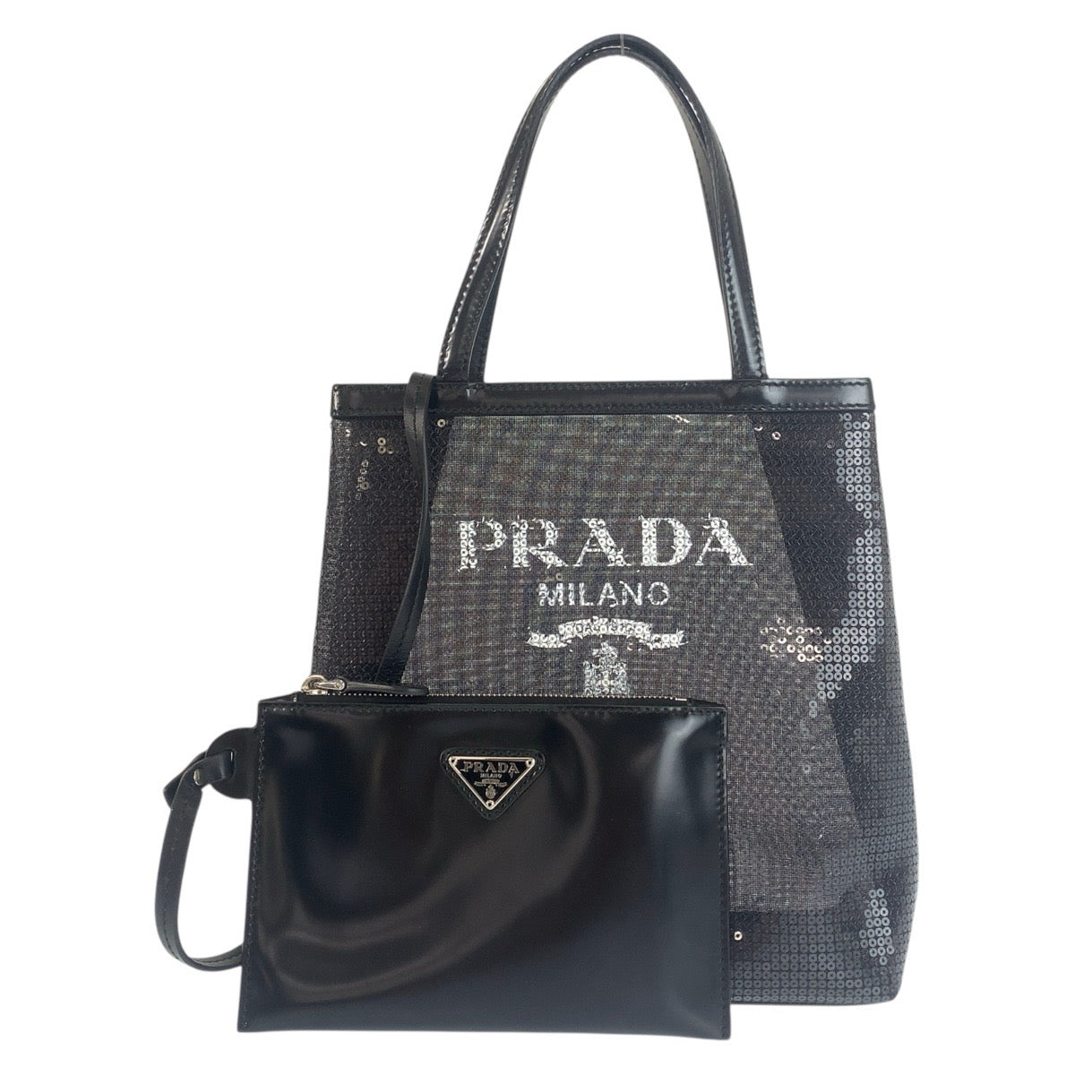 Prada Mesh Sequin Leather Tote Bag