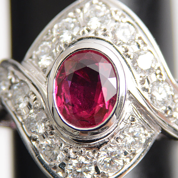 Mikimoto PT950 Ruby Diamond Design Ring in Great Condition