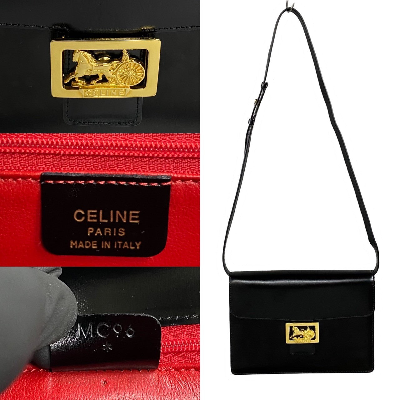 Celine Vintage Horse Carriage Shoulder Bag Leather Shoulder Bag 23274 in Excellent Condition