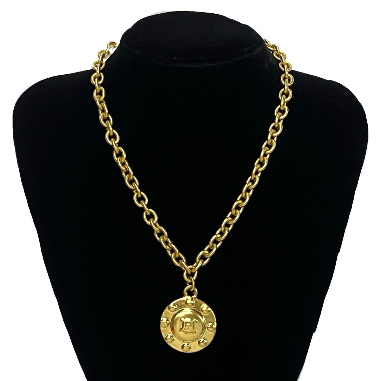 Celine Triomphe Coin Pendant Necklace Metal Necklace in Great Condition