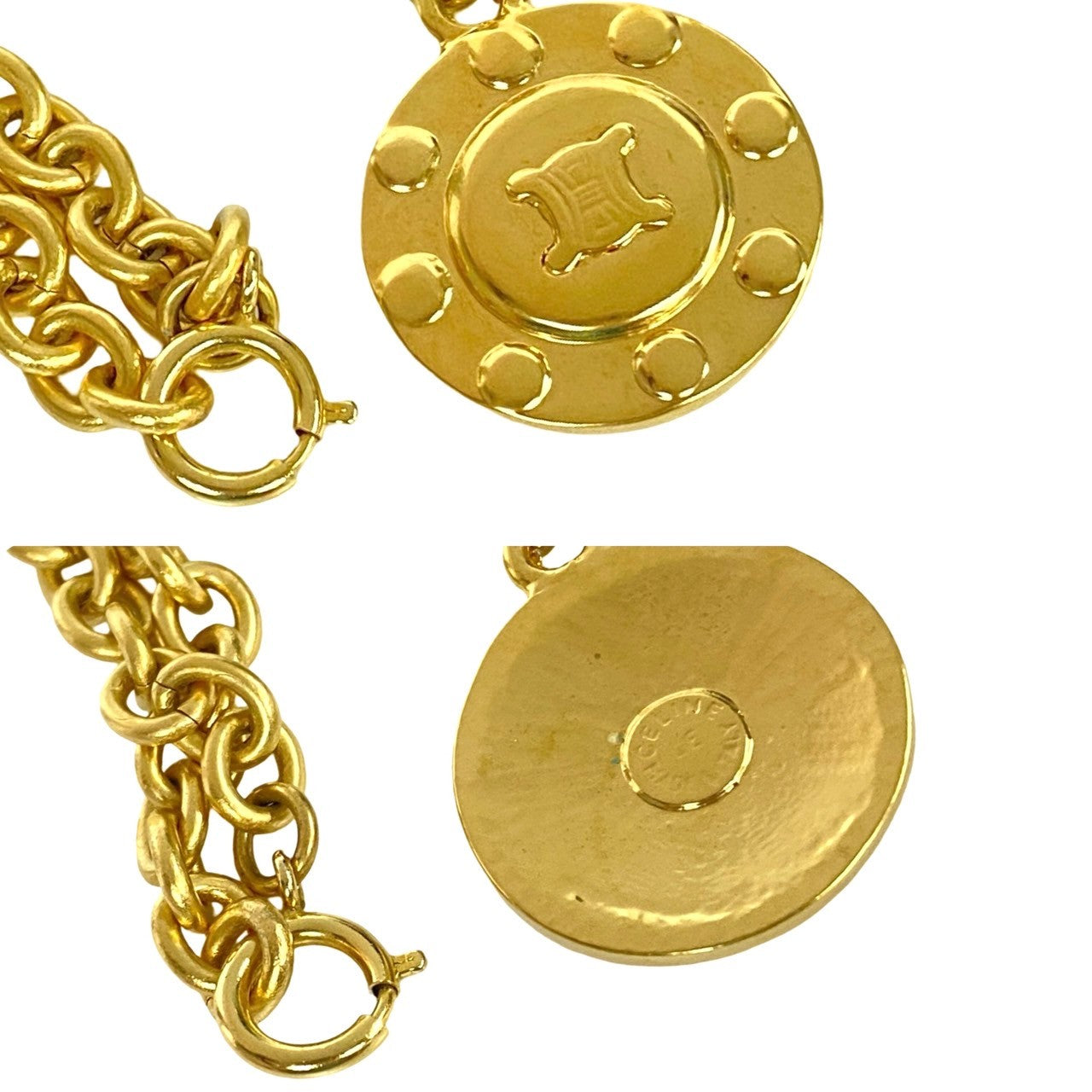 Celine Triomphe Coin Pendant Necklace Metal Necklace in Great Condition