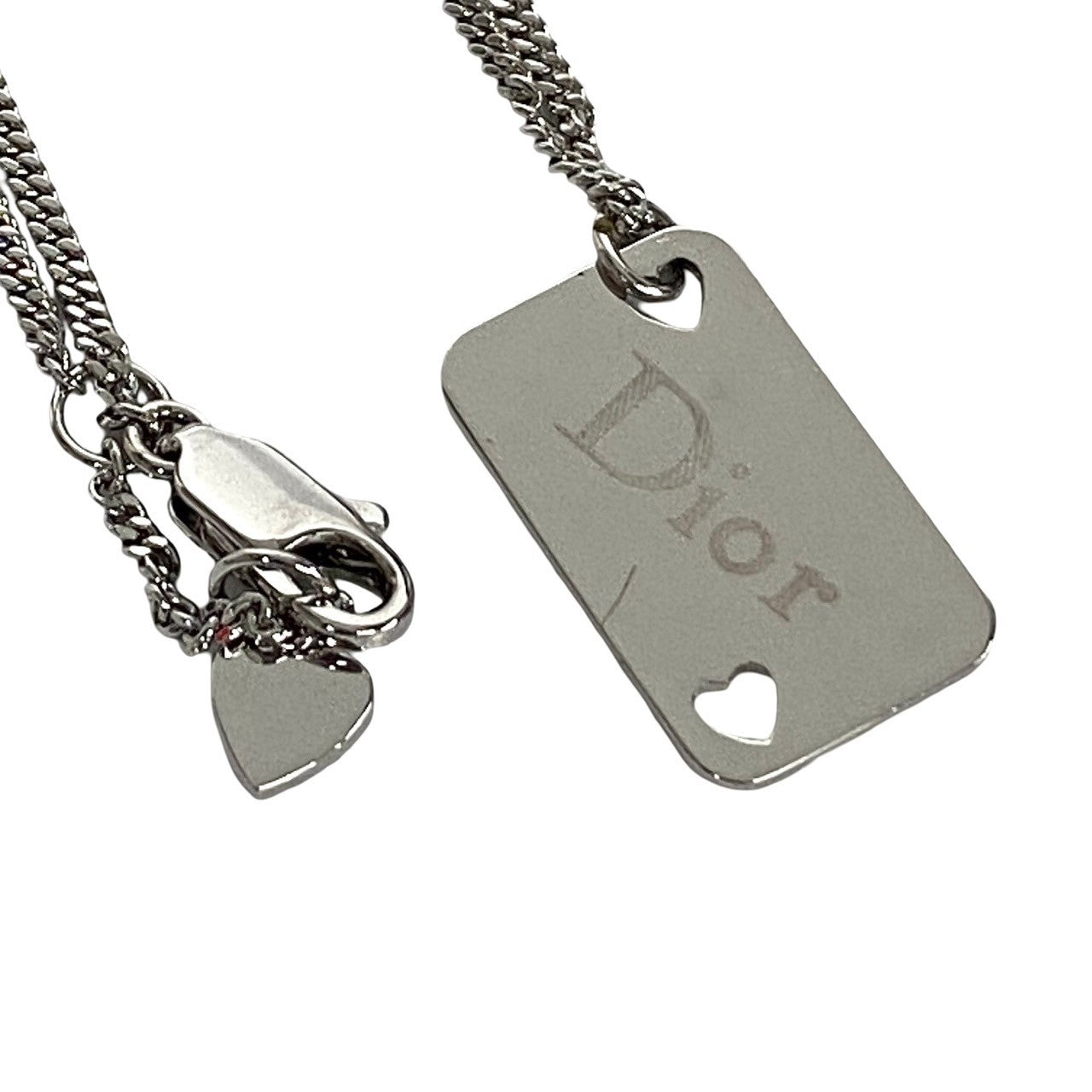 Dior Logo Plate Card Necklace  Metal Necklace in Very Good Condition