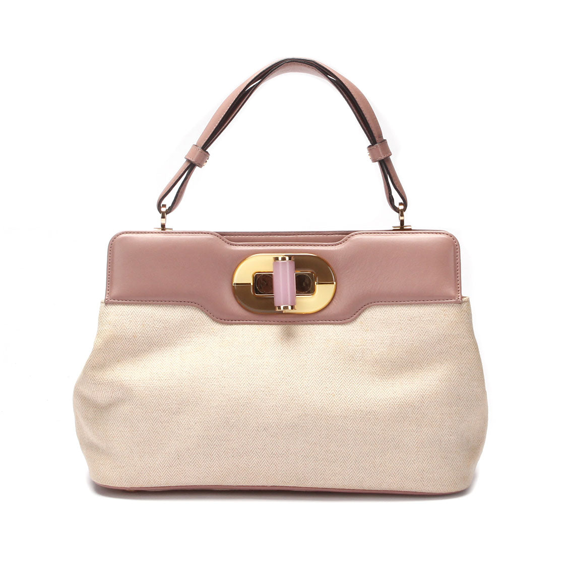 Bvlgari Canvas & Leather Isabella Rossellini Bag Canvas Handbag in Fair condition