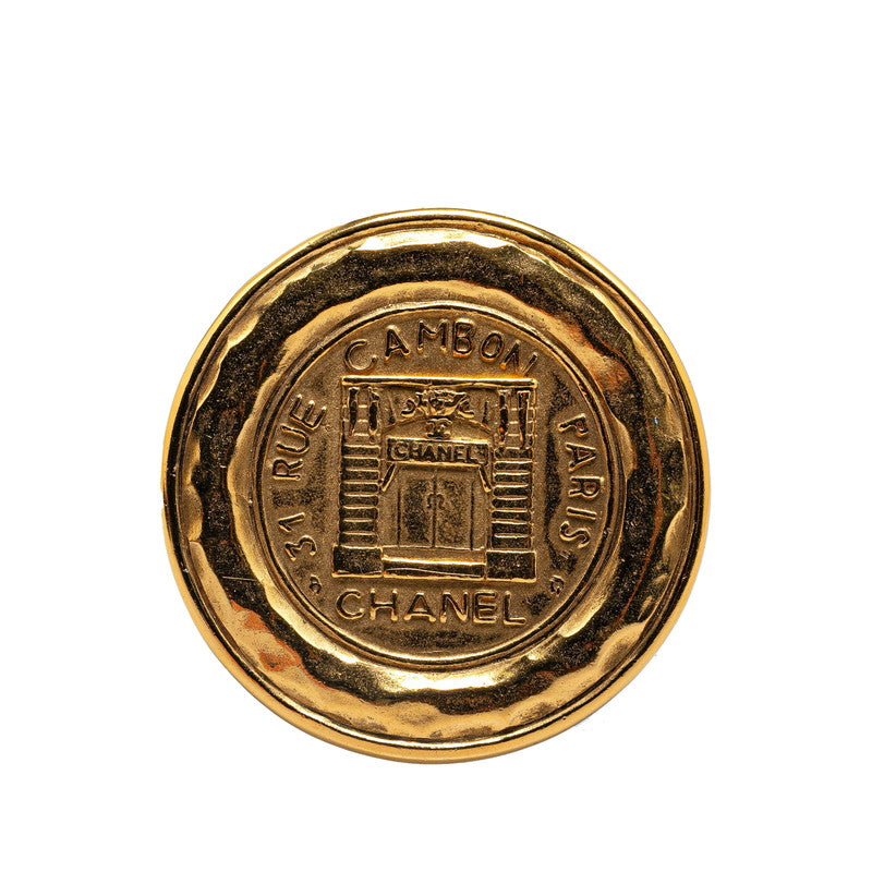 Chanel Cambon Round Brooch Gold Plated