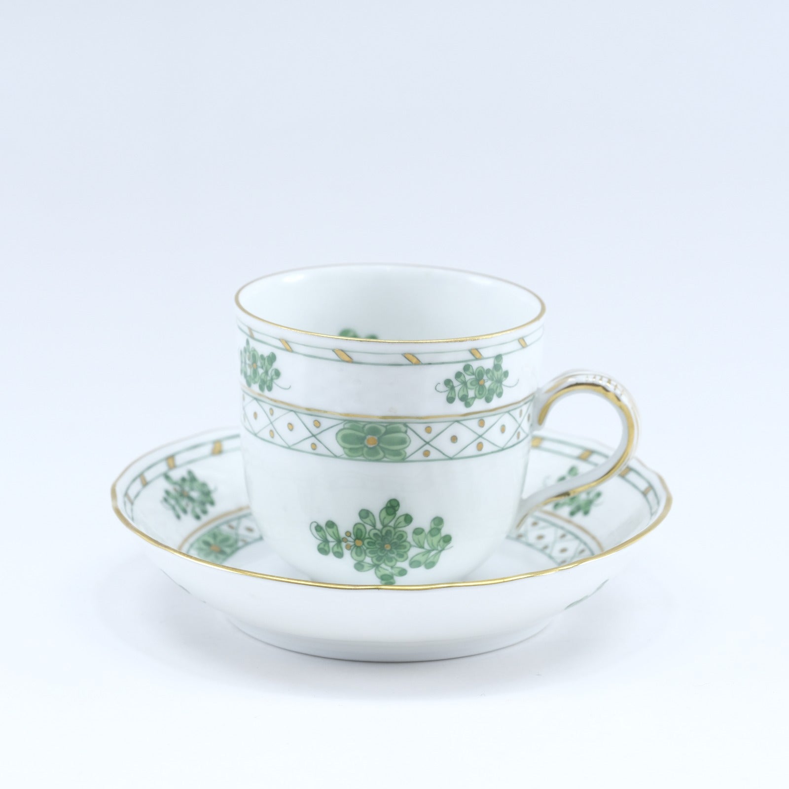 HEREND Green Cup & Saucer 1727/WZ Porcelain