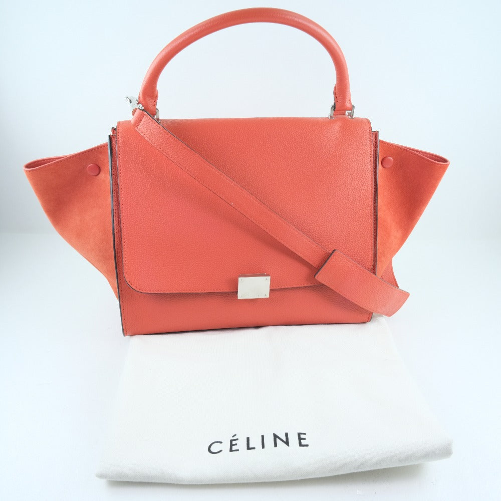 Celine Trapeze Handbag Calf Suede Red