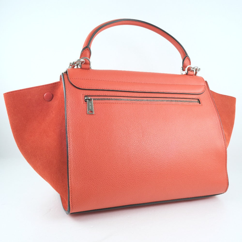 Celine Trapeze Handbag Calf Suede Red