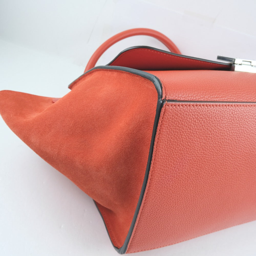 Celine Trapeze Handbag Calf Suede Red