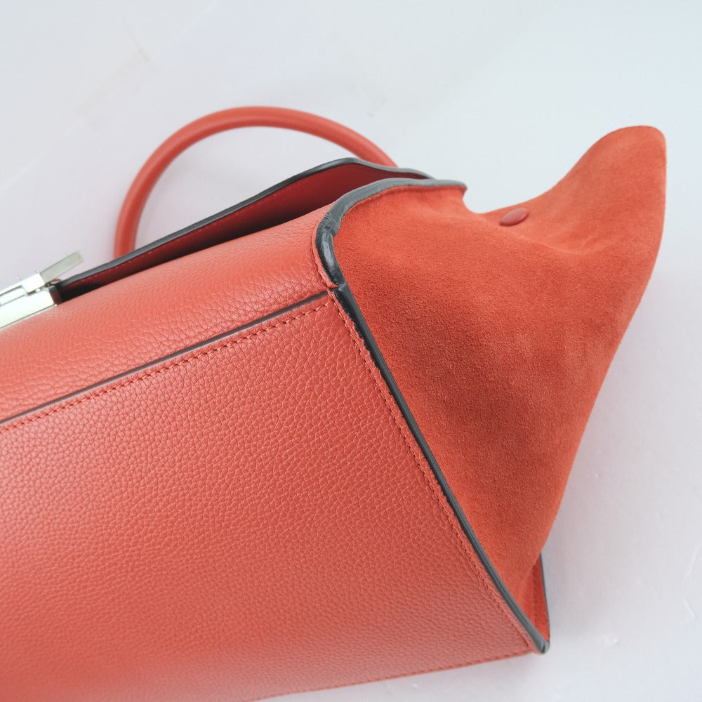 Celine Trapeze Handbag Calf Suede Red