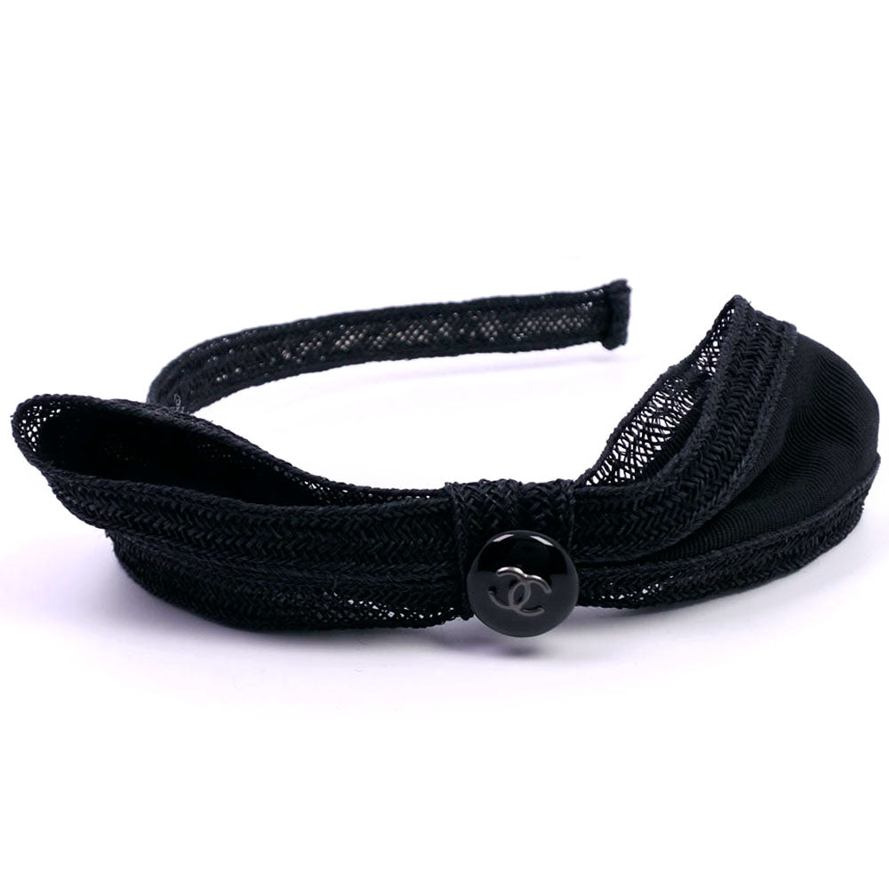 Chanel Straw Headband Black Accessory