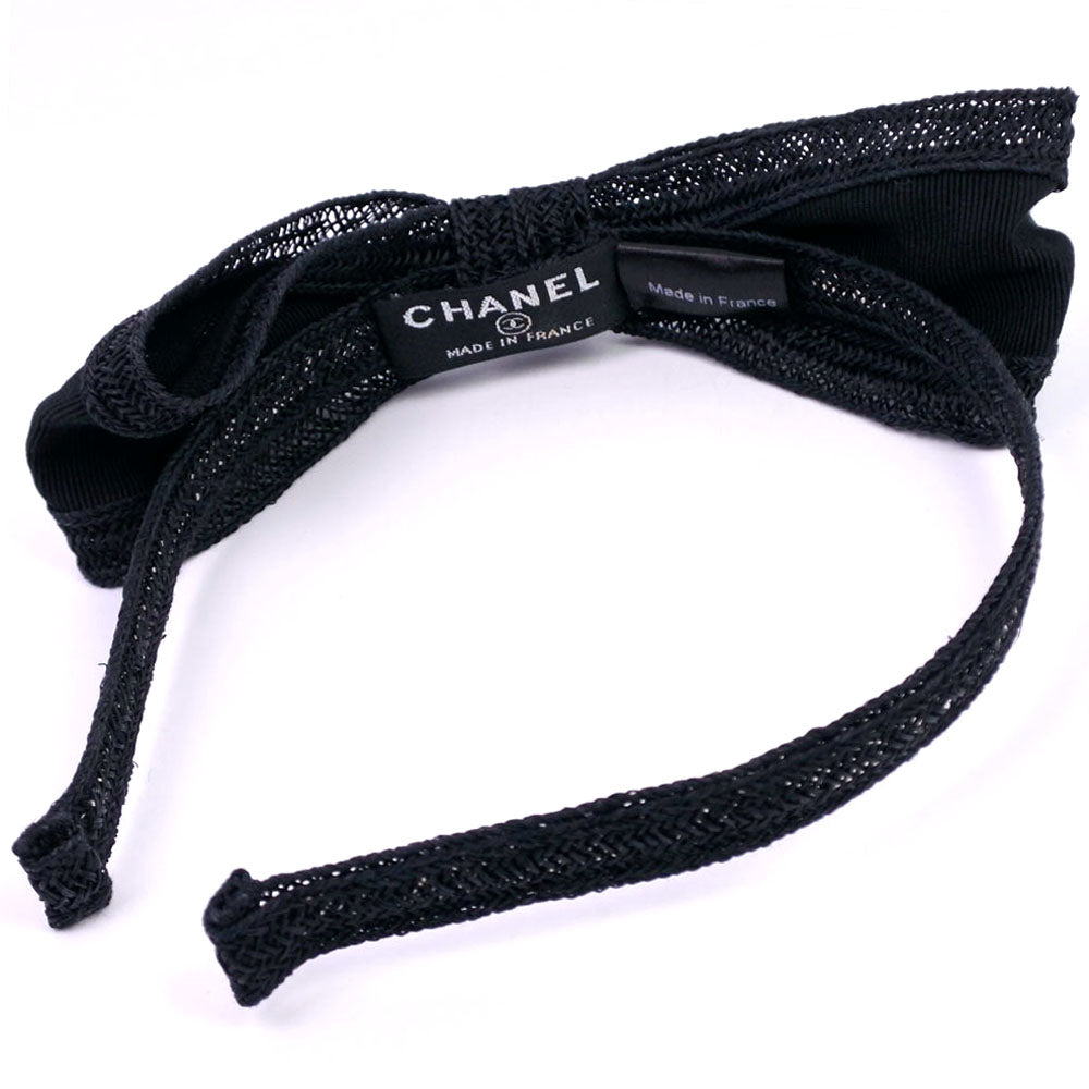 Chanel Straw Headband Black Accessory