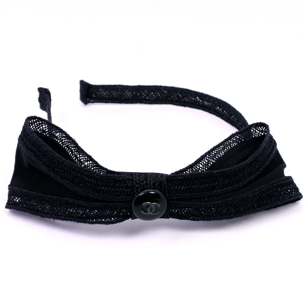 Chanel Straw Headband Black Accessory