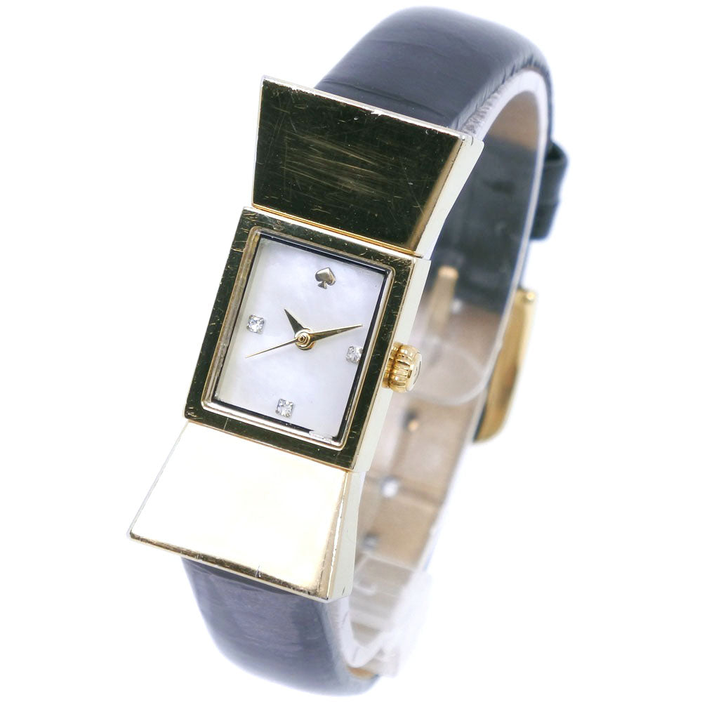 Kate Spade Ladies' Stainless Steel & Leather Watch, Gold Quartz with White Shell Dial [Used]