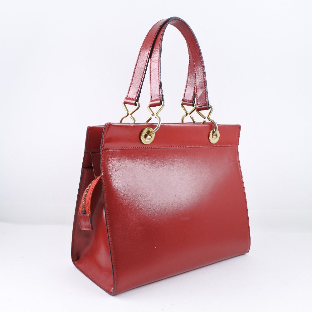 Celine Calfskin Handbag Red Used