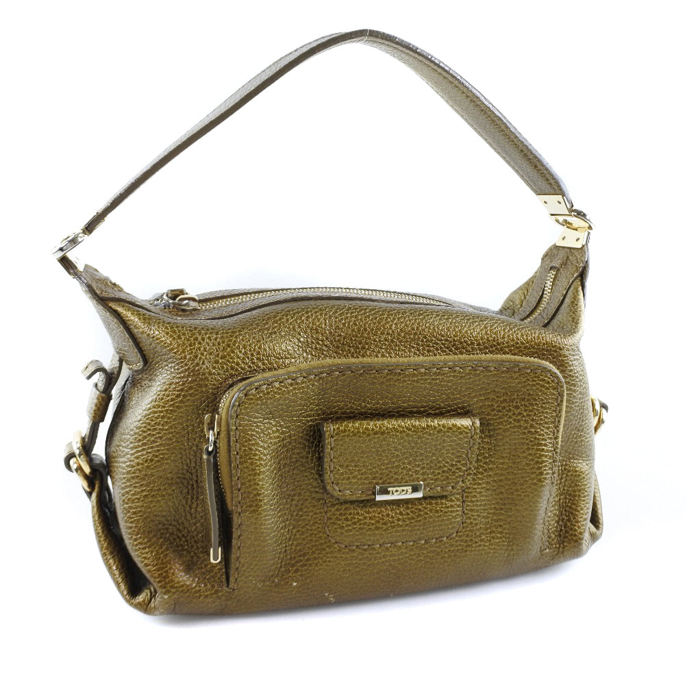 Tod's Calf Leather Handbag Gold Zipper