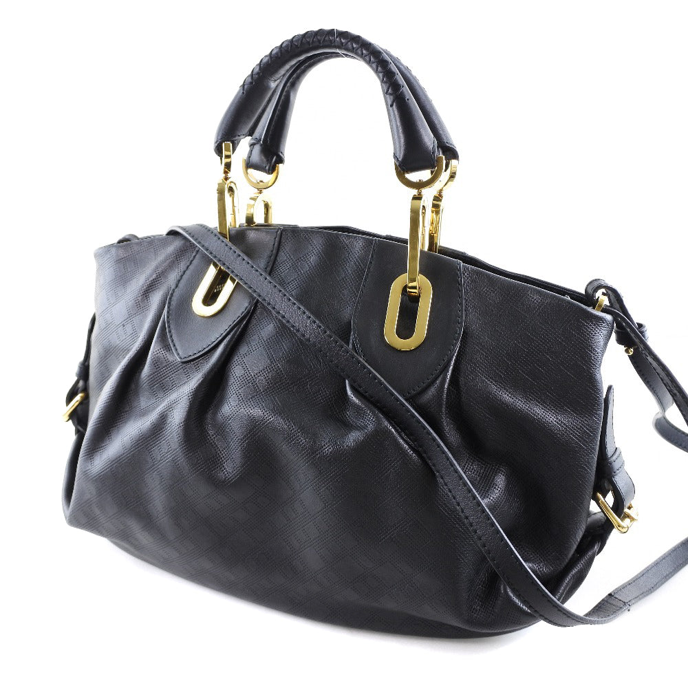 Bally 2WAY Shoulder Handbag Black/Gold