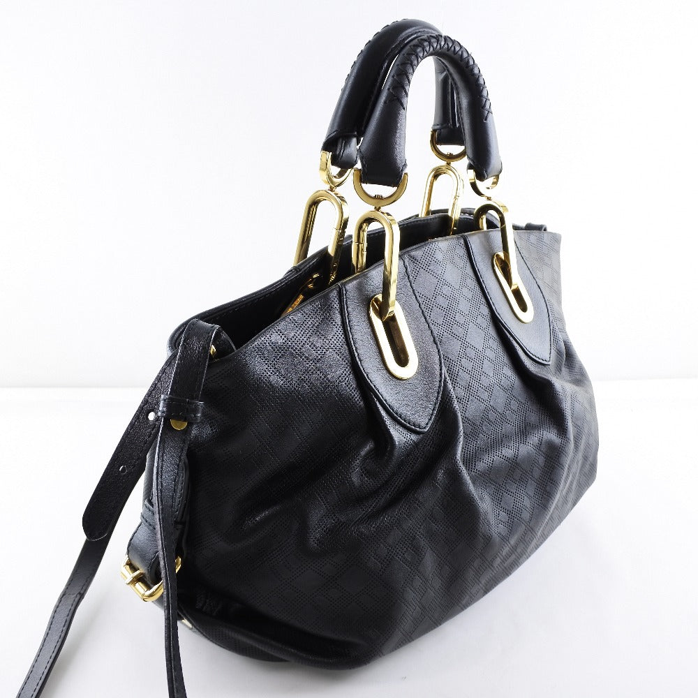 Bally 2WAY Shoulder Handbag Black/Gold