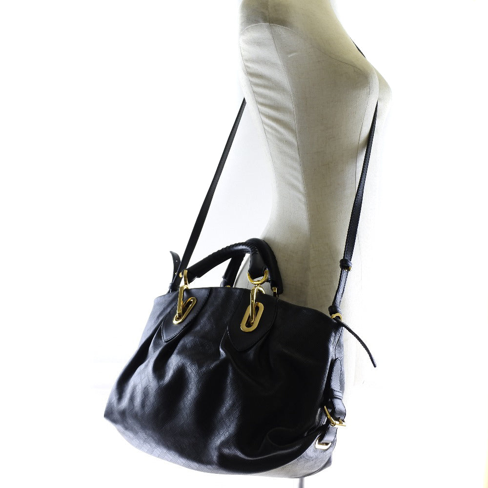 Bally 2WAY Shoulder Handbag Black/Gold