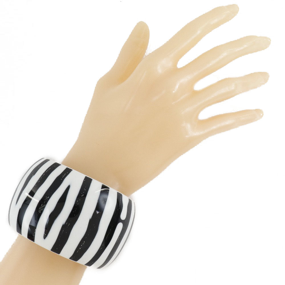 Hermes Lacquer Wood Bangle Black/White