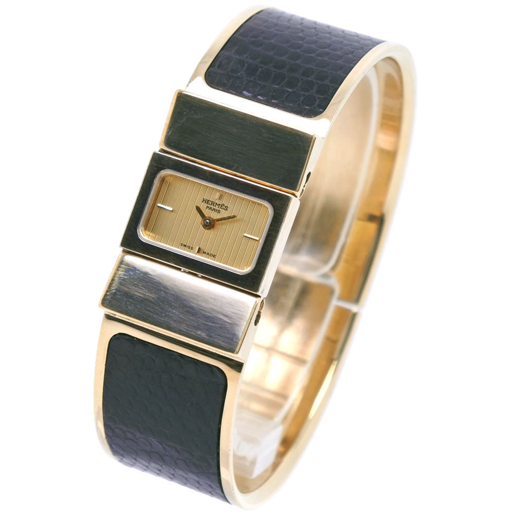 Hermes L01.201 Ladies' Watch, Gold Plated & Lizard Leather, Quartz, Analog Display, Gold Dial [Pre-owned] L01.201