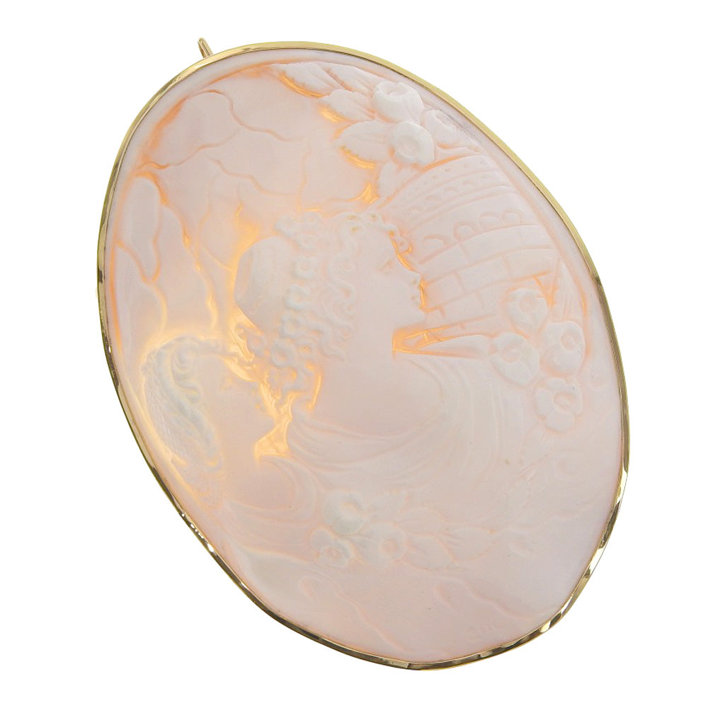 K18 Gold Cameo Brooch Pendant