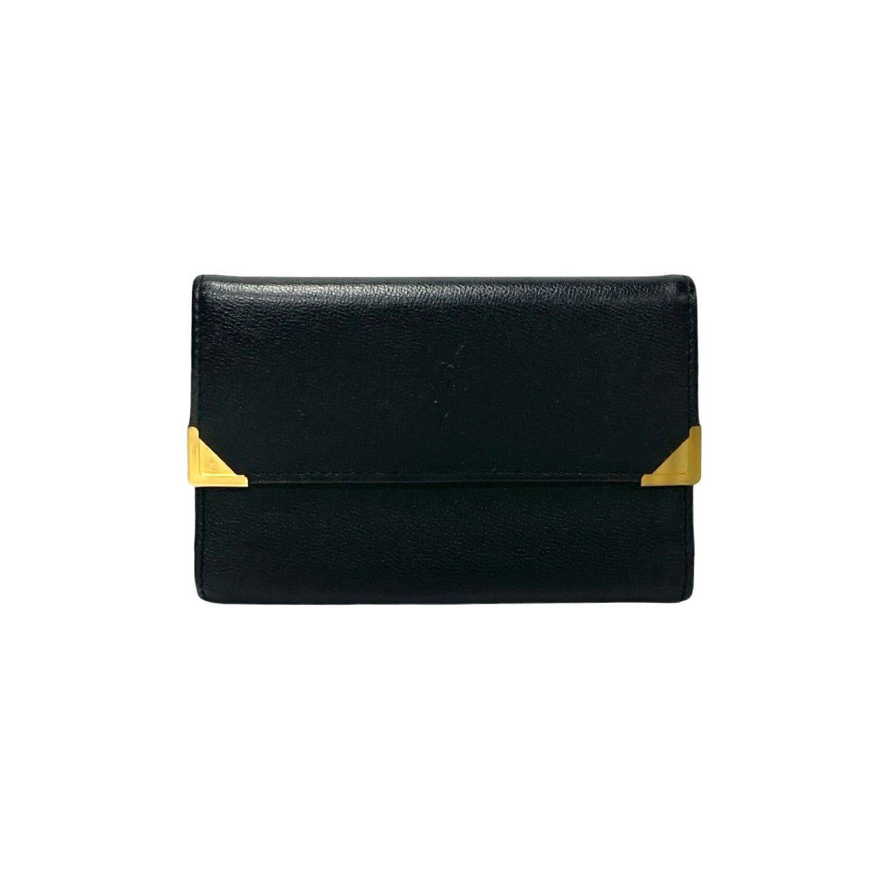 Yves Saint Laurent Leather Clasp Bifold Wallet Leather Short Wallet in Very Good Condition