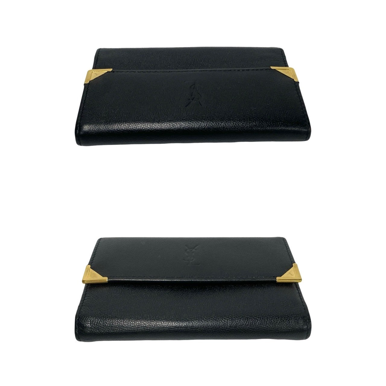 Yves Saint Laurent Leather Clasp Bifold Wallet Leather Short Wallet in Very Good Condition