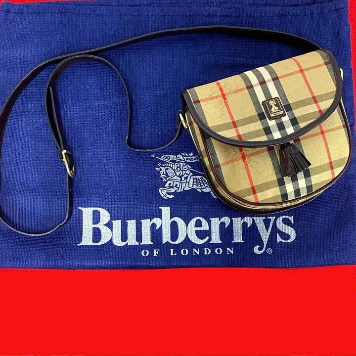 Burberry Haymarket Check Crossbody Bag  Canvas Crossbody Bag in Very Good Condition