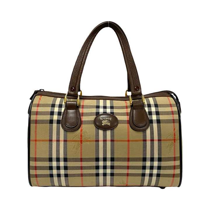 Burberry Haymarket Check Boston Bag  Canvas Handbag in Very Good Condition